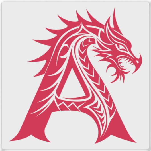 ドラゴンスタイルのレターA、ドラゴンアルファベット、モノグラム シール (正面)