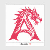 ドラゴンスタイルのレターA、ドラゴンアルファベット、モノグラム シール (シート)