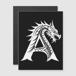 ドラゴンスタイルのレターA、ドラゴンアルファベット、モノグラム マグネット招待状