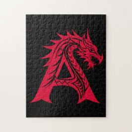 ドラゴンスタイルの文字A、ドラゴンアルファベット、モノグラム ジグソーパズル