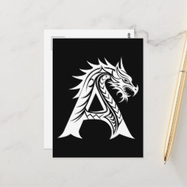ドラゴンスタイルの文字A、ドラゴンアルファベット、モノグラム ポストカード