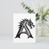 ドラゴンスタイルの文字A、ドラゴンアルファベット、モノグラム ポストカード (スタンド正面)