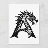ドラゴンスタイルの文字A、ドラゴンアルファベット、モノグラム ポストカード (正面)