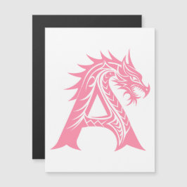 ドラゴンスタイルの文字A、ドラゴンアルファベット、モノグラム マグネット招待状