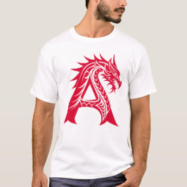 ドラゴンスタイルの文字A、ドラゴンアルファベット、モノグラム Tシャツ