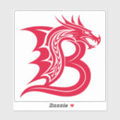 ドラゴンスタイルの文字B、ドラゴンアルファベット、モノグラム シール (シート)
