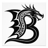 ドラゴンスタイルの文字B、ドラゴンアルファベット、モノグラム フォトプリント            (正面)