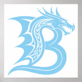 ドラゴンスタイルの文字B、ドラゴンアルファベット、モノグラム ポスター (正面)