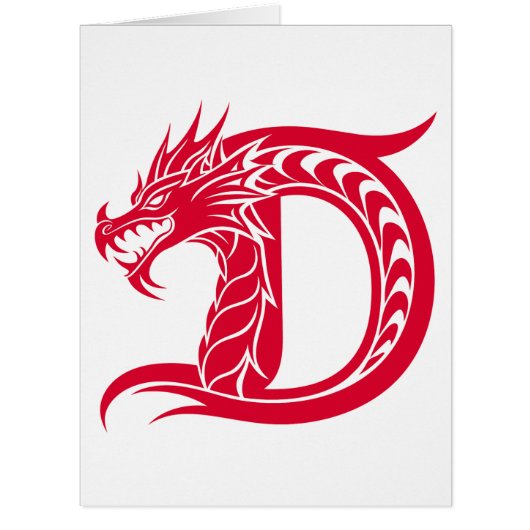 ドラゴンスタイルの文字D、ドラゴンアルファベット、モノグラム (正面)