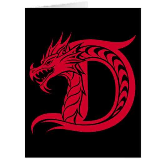 ドラゴンスタイルの文字D、ドラゴンアルファベット、モノグラム (正面)
