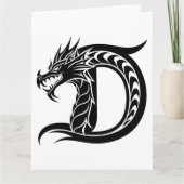 ドラゴンスタイルの文字D、ドラゴンアルファベット、モノグラム カード (正面)