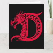 ドラゴンスタイルの文字D、ドラゴンアルファベット、モノグラム カード (正面)