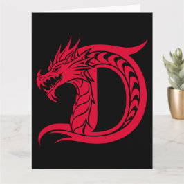 ドラゴンスタイルの文字D、ドラゴンアルファベット、モノグラム カード