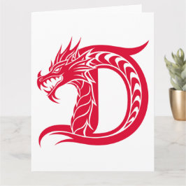 ドラゴンスタイルの文字D、ドラゴンアルファベット、モノグラム カード