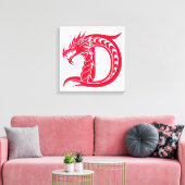 ドラゴンスタイルの文字D、ドラゴンアルファベット、モノグラム キャンバスプリント (インサイチュ (リビング))
