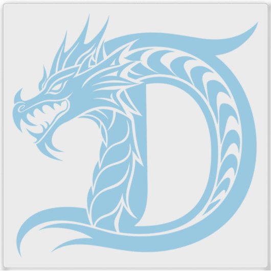 ドラゴンスタイルの文字D、ドラゴンアルファベット、モノグラム シール (正面)