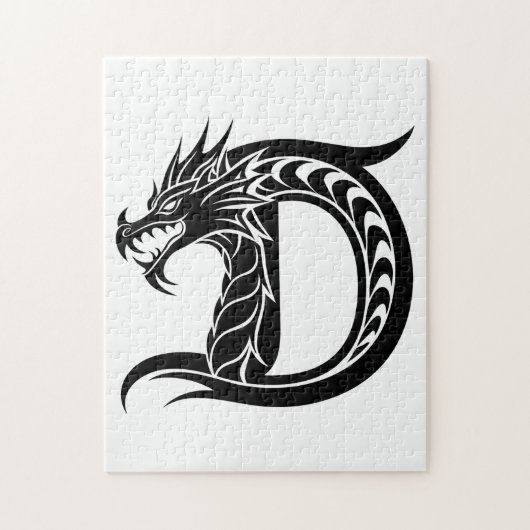 ドラゴンスタイルの文字D、ドラゴンアルファベット、モノグラム ジグソーパズル (縦)