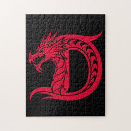 ドラゴンスタイルの文字D、ドラゴンアルファベット、モノグラム ジグソーパズル