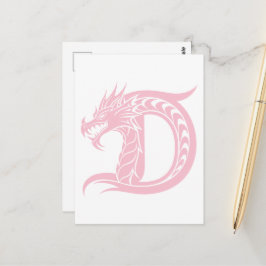 ドラゴンスタイルの文字D、ドラゴンアルファベット、モノグラム ポストカード