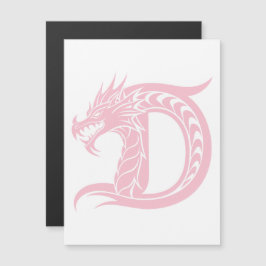 ドラゴンスタイルの文字D、ドラゴンアルファベット、モノグラム マグネット招待状