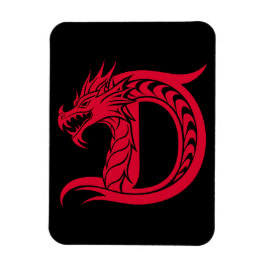 ドラゴンスタイルの文字D、ドラゴンアルファベット、モノグラム マグネット