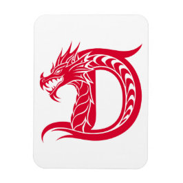 ドラゴンスタイルの文字D、ドラゴンアルファベット、モノグラム マグネット