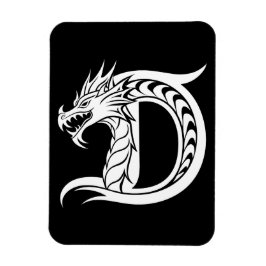 ドラゴンスタイルの文字D、ドラゴンアルファベット、モノグラム マグネット