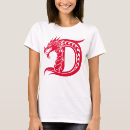 ドラゴンスタイルの文字D、ドラゴンアルファベット、モノグラム Tシャツ