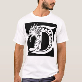 ドラゴンスタイルの文字D、ドラゴンアルファベット、モノグラム Tシャツ
