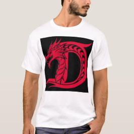 ドラゴンスタイルの文字D、ドラゴンアルファベット、モノグラム Tシャツ