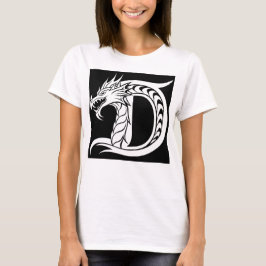 ドラゴンスタイルの文字D、ドラゴンアルファベット、モノグラム Tシャツ
