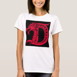 ドラゴンスタイルの文字D、ドラゴンアルファベット、モノグラム Tシャツ