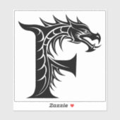 ドラゴンスタイルの文字F、ドラゴンアルファベット、モノグラム シール (シート)