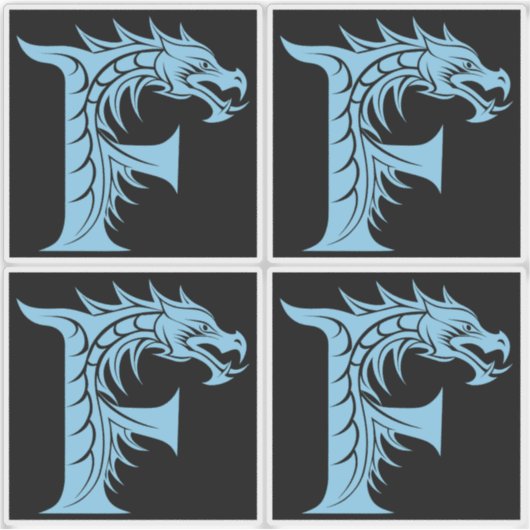ドラゴンスタイルの文字F、ドラゴンアルファベット、モノグラム シール (正面)