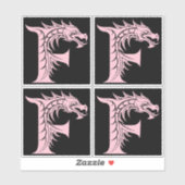 ドラゴンスタイルの文字F、ドラゴンアルファベット、モノグラム シール (シート)