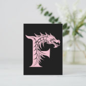 ドラゴンスタイルの文字F、ドラゴンアルファベット、モノグラム ポストカード (スタンド正面)