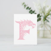 ドラゴンスタイルの文字F、ドラゴンアルファベット、モノグラム ポストカード (スタンド正面)