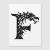 ドラゴンスタイルの文字F、ドラゴンアルファベット、モノグラム マグネット招待状 (正面)
