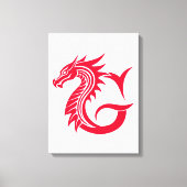 ドラゴンスタイルの文字G、ドラゴンアルファベット、モノグラム キャンバスプリント (正面)