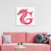 ドラゴンスタイルの文字G、ドラゴンアルファベット、モノグラム キャンバスプリント (インサイチュ (リビング))