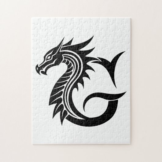 ドラゴンスタイルの文字G、ドラゴンアルファベット、モノグラム ジグソーパズル (縦)