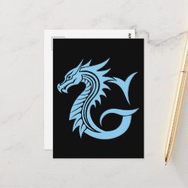 ドラゴンスタイルの文字G、ドラゴンアルファベット、モノグラム ポストカード