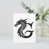 ドラゴンスタイルの文字G、ドラゴンアルファベット、モノグラム ポストカード (スタンド正面)