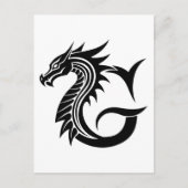 ドラゴンスタイルの文字G、ドラゴンアルファベット、モノグラム ポストカード (正面)