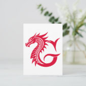 ドラゴンスタイルの文字G、ドラゴンアルファベット、モノグラム ポストカード (スタンド正面)