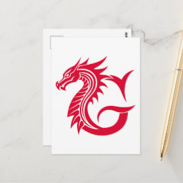 ドラゴンスタイルの文字G、ドラゴンアルファベット、モノグラム ポストカード