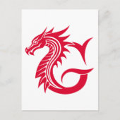 ドラゴンスタイルの文字G、ドラゴンアルファベット、モノグラム ポストカード (正面)