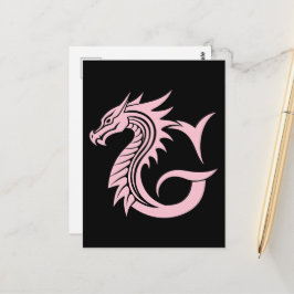 ドラゴンスタイルの文字G、ドラゴンアルファベット、モノグラム ポストカード