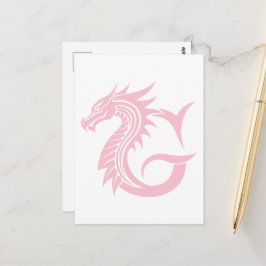 ドラゴンスタイルの文字G、ドラゴンアルファベット、モノグラム ポストカード