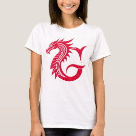 ドラゴンスタイルの文字G、ドラゴンアルファベット、モノグラム Tシャツ